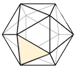an icosahedron with a orange side